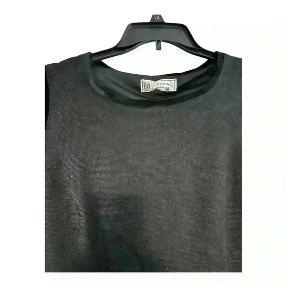 Vintage Domina Sleeveless Black Sweater Dress with Velvet Trim and Slip - Picture 5 of 7